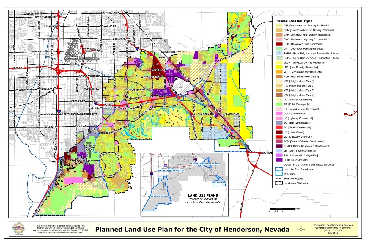 Henderson NV Housing Map showing zoning for New Construction Homes